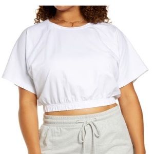 Open Edit Cropped Elastic Waist Bottom Top